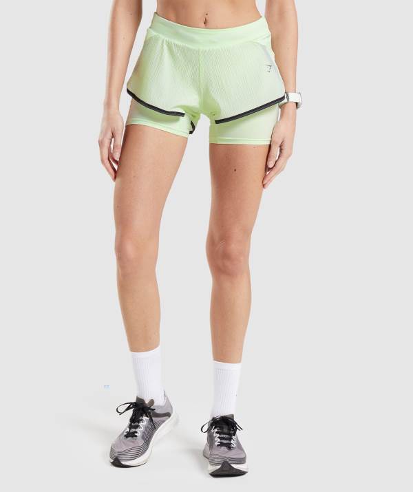 Damske Šortky Gymshark Speed 2 In 1 Hnede Zelene | QS2068374